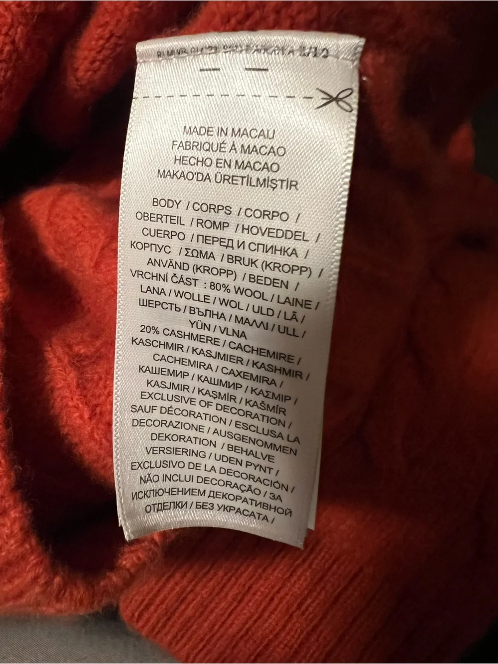 Polo by Ralph Lauren Wool Cashmere Women’s Orange (rust) Cable Knit Sweater